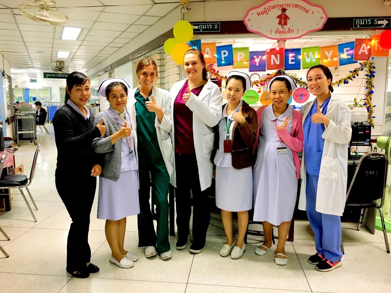 Medical placement students alongside local healthcare staff on a Med Trips hospital placement abroad